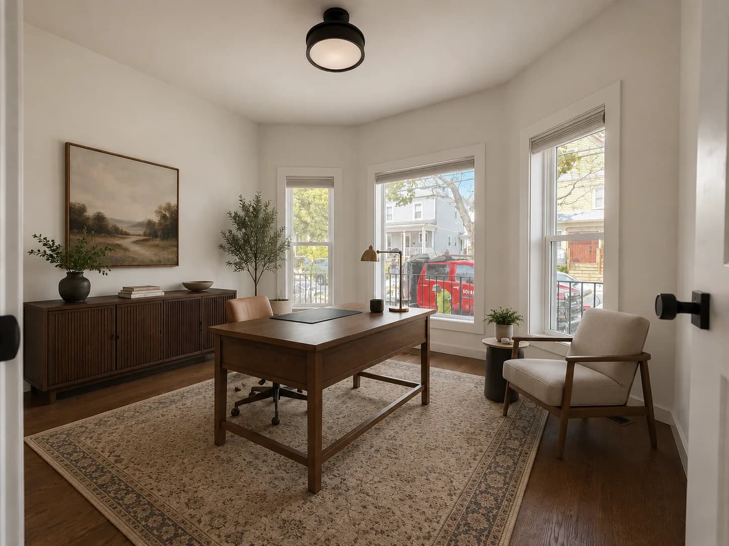 Second-floor bedroom sitting area